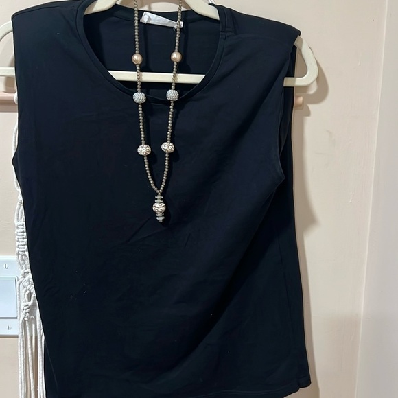 Handmade silver, tan and gold beaded necklace 14in - Picture 2 of 5